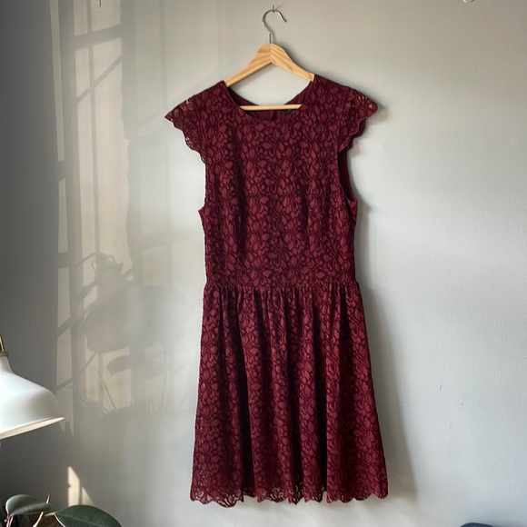Talula Dresses & Skirts - Talula, burgundy lace dress, 6